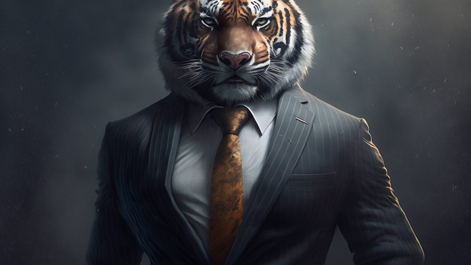 Portrait of a tiger in a formal business suit. Generative AI Portrait of a tiger in a formal business suit. Generative AI